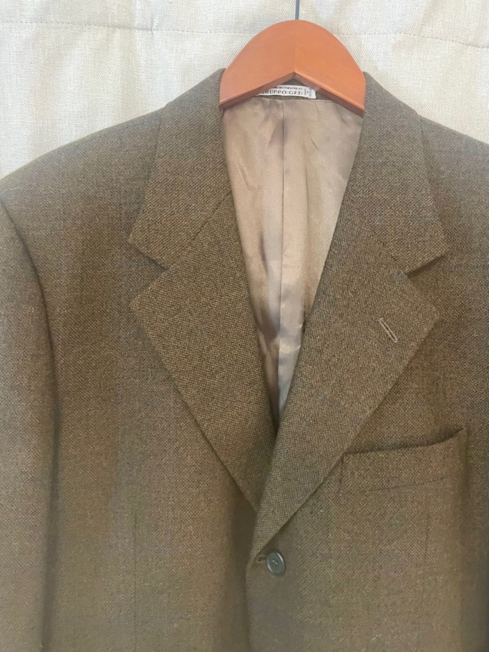 Emanuel Ungaro 100% Wool Brown‎ Blue Windowpane Tailored Tweed Blazer 40C